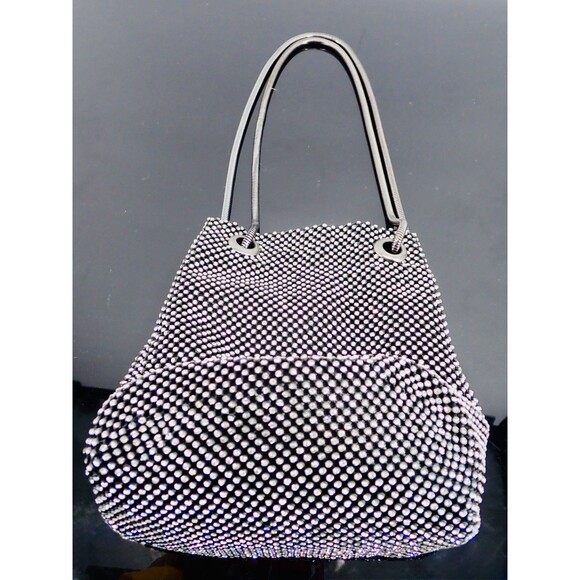 Jeweled Diamanté Rhinestone Metal Clutch Crossbody Clutch Bag Removable Handle - Picture 7 of 14